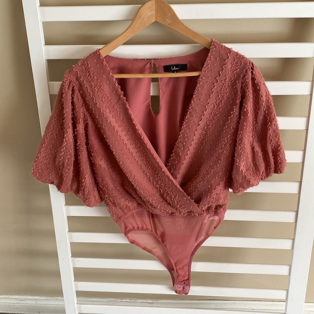 Lulu's Pink Textured Bodysuit